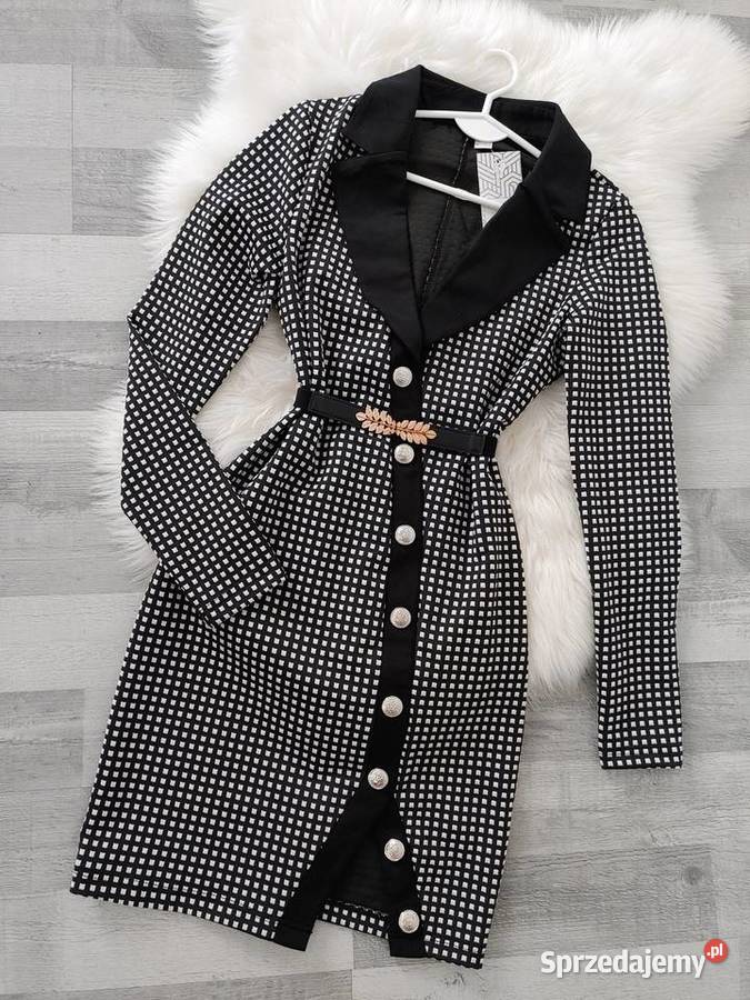 Sukienka biznesowa ozdobne Guziki Rybnik