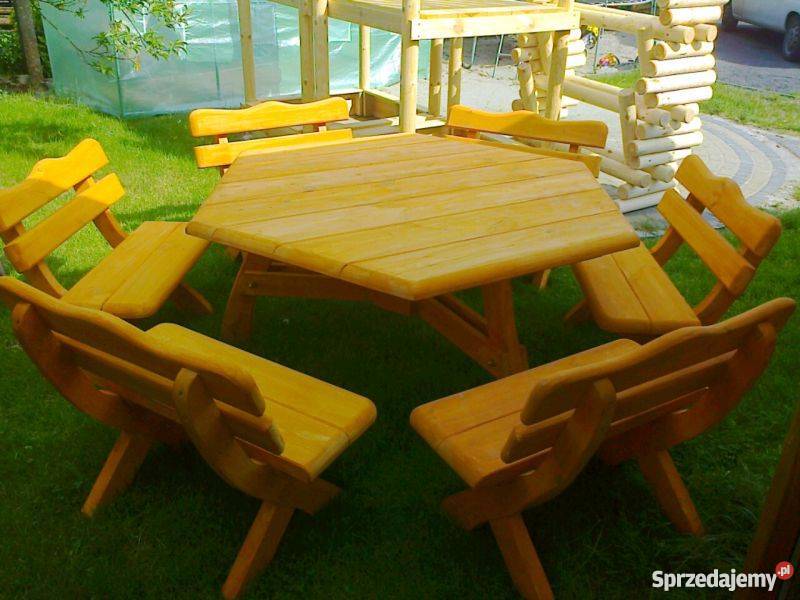 Meble ogrodowe barowe drewniane z