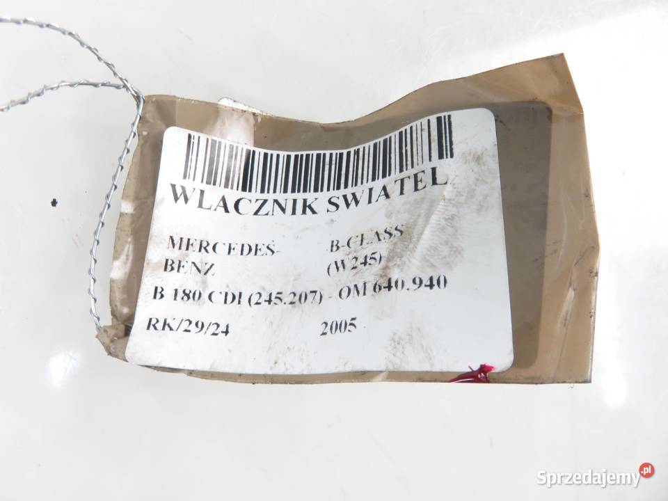 WŁĄCZNIK ŚWIATEŁ MERCEDES BCLASS W245 1695451004 sprzedam