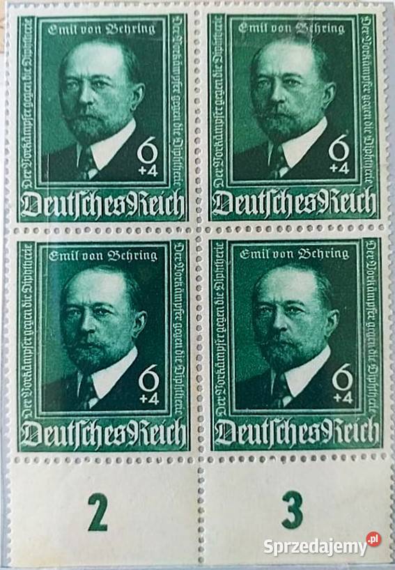 NIEMCY 1940Mi760761 BehringMNH w czwórkach pomorskie