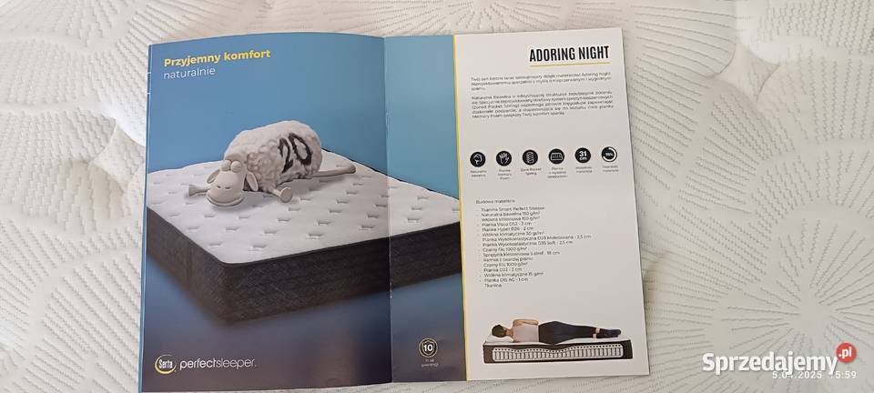 Materac Adoring Night Serta hybrydowy 140x200x31 140cm Szczecin