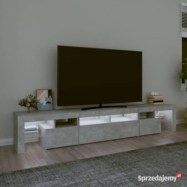 Szafka pod TV z oświetleniem LED szarość betonu Meble Warszawa