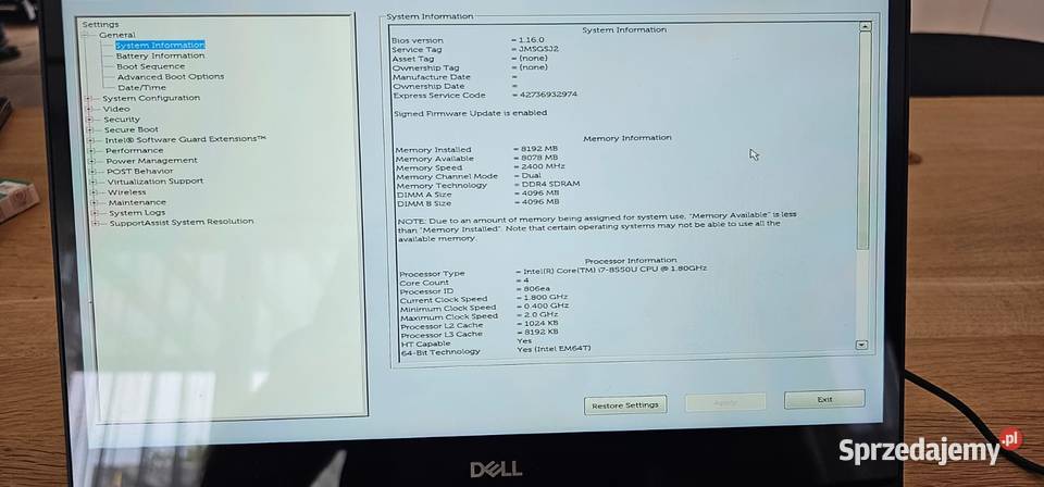 laptop Dell Inspiron 7373 2in1 uszkodzony Olsztyn sprzedam