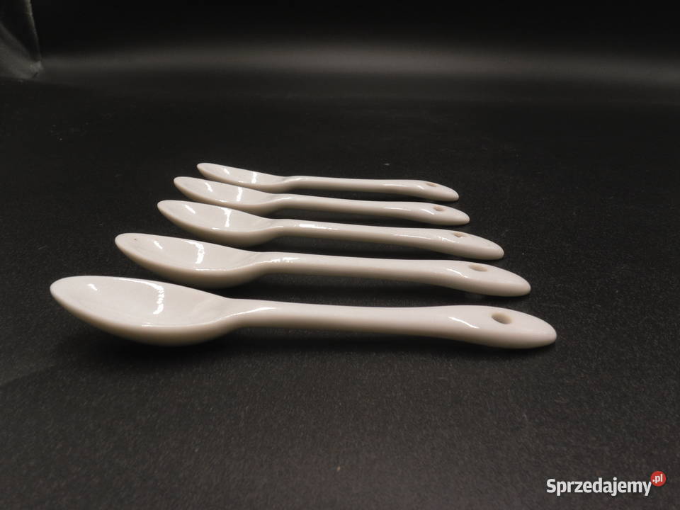 Porcelanowe łyżeczki białe 5 wielkopolskie Raszków sprzedam
