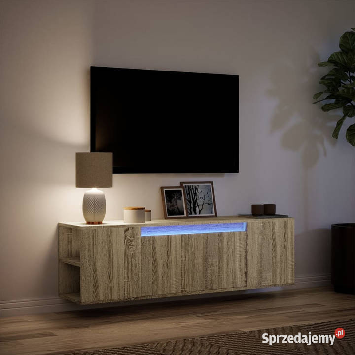 Ścienna szafka TV z LED dąb sonoma 135x31x395 Warszawa sprzedam