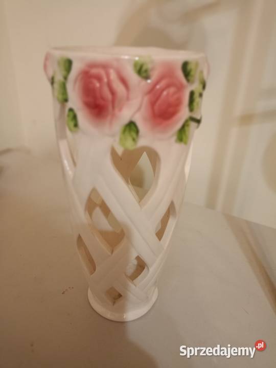NOWY Ażurowy Wazon Ceramiczny z Różami Pleciony mazowieckie Warszawa