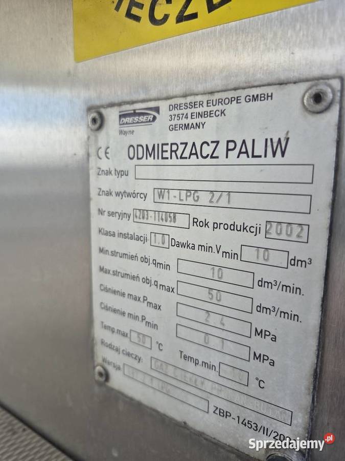 Odmierzacz paliw Dystrybutor gazu LPG wielkopolskie Warszew sprzedam