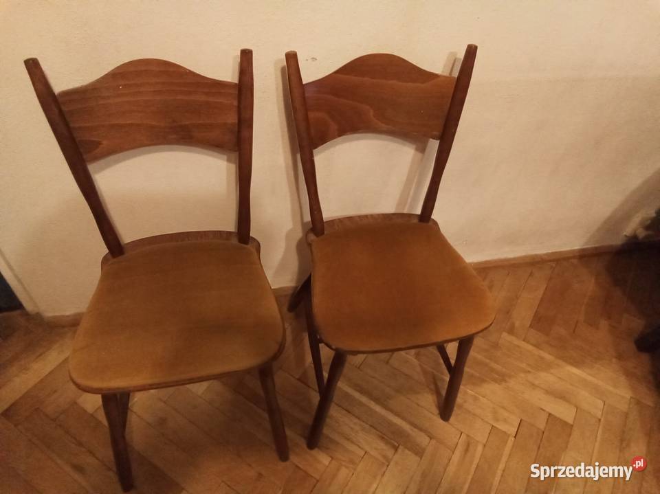 2 żółte krzesła PRL komplet Krzesła Warszawa