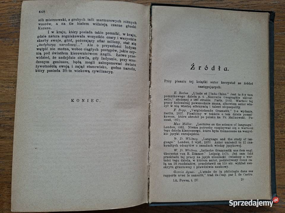 Historya Literatury Indyjskiej JA Święcicki Książki naukowe i popularnonaukowe Kraków