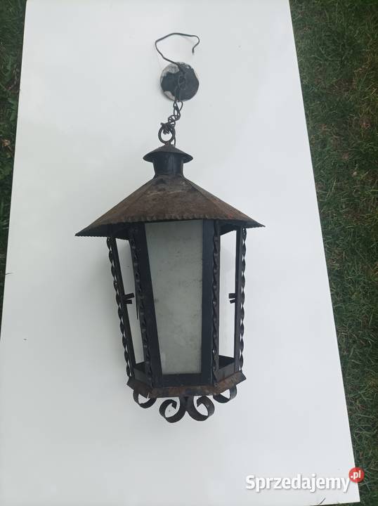 Lampa wisząca zewnętrzna vintage antyk duża Sterdyń