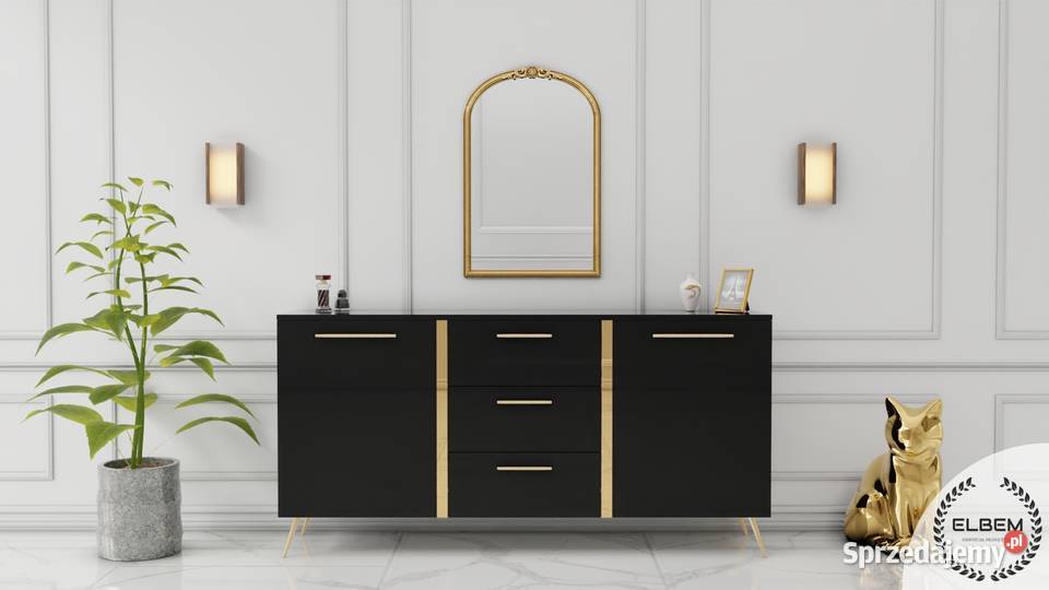 Komoda lakierowana czarny połysk Glamour pomorskie Gdańsk
