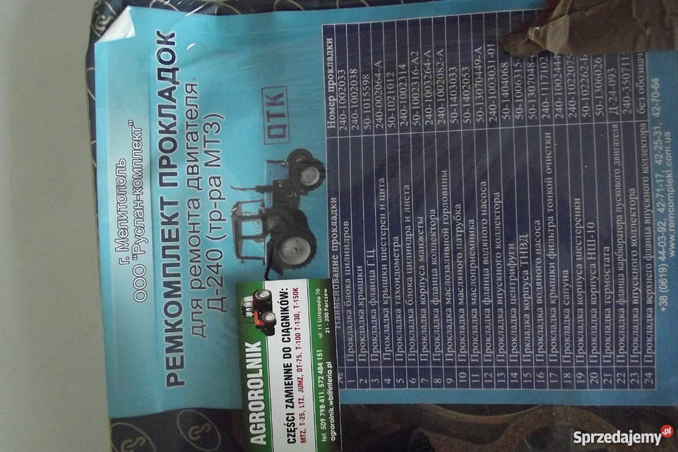 Komplet uszczelek silnika MTZ