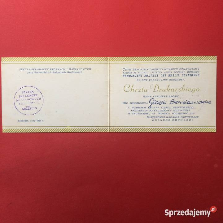 1354 Zaproszenie Na Chrzest Drukarski Gładki Szczecin