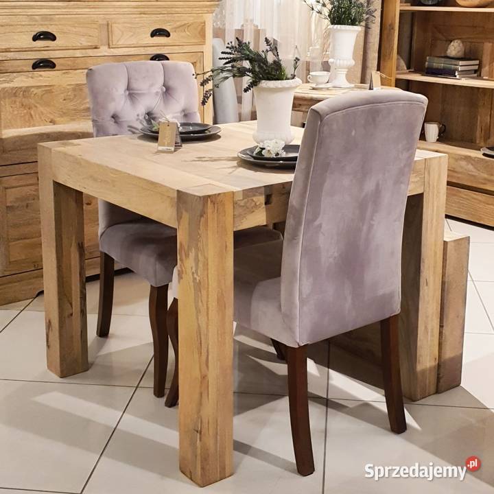 Jasny kwadratowy drewniany stół 90x90 rozkaładny Lublin