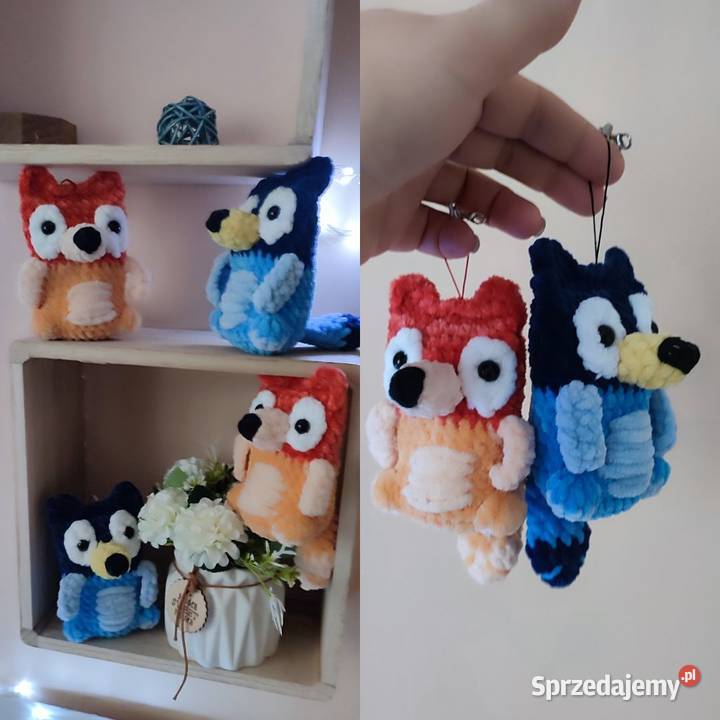 Szydełkowe Bluey i Red Heeler brelok do kluczy Kraków