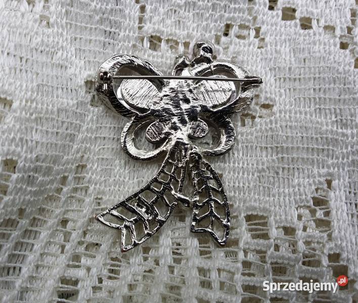 Stara angielska broszka fioletowy kwiatek Ochojno