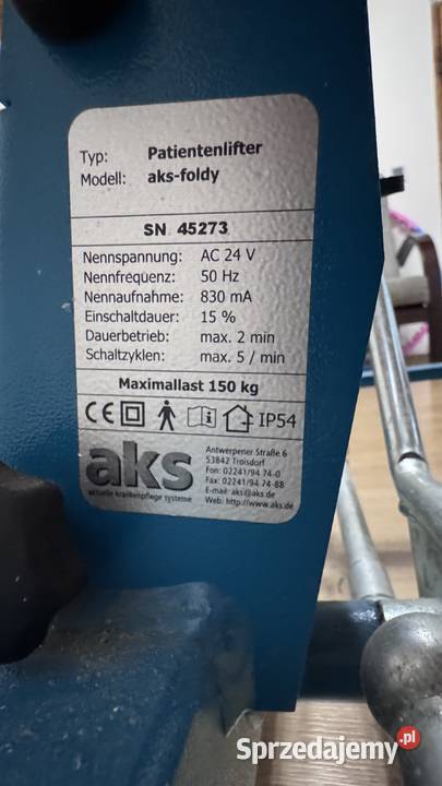 AKS Foldy elektryczny podnośnik pacjenta 150 Milanówek