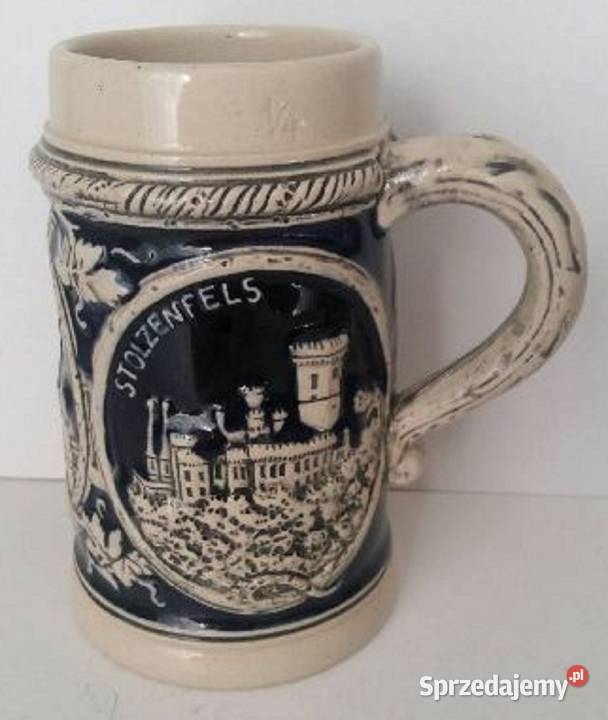 Antyk Kufel do Piwa Kobalt Ciężka CeramikaNiemcy Gdańsk
