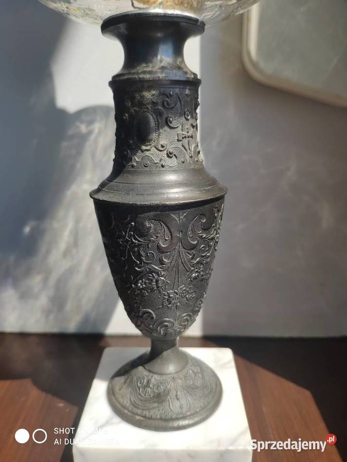 Stara francuska lampa naftowa XIX w marmur małopolskie Kraków