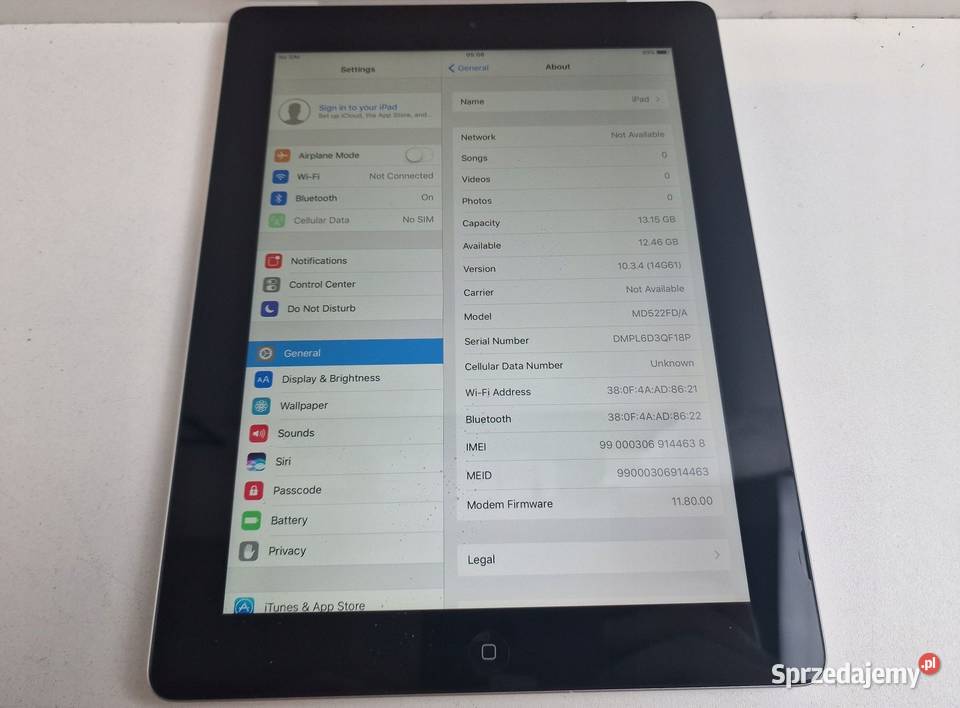 Tablet Apple iPad 4th Gen 97 1 GB 16 GB Sprawny Giżycko sprzedam