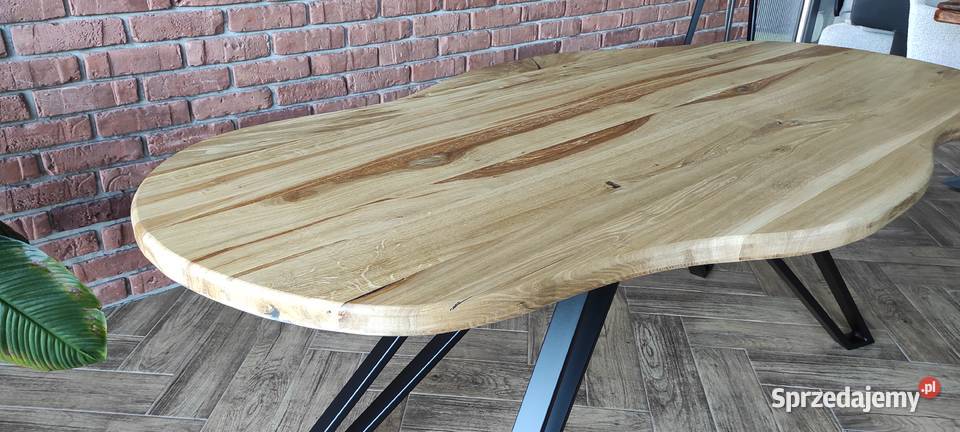 stół dębowy lity unikatowy kształt 200x100 Zimnowoda