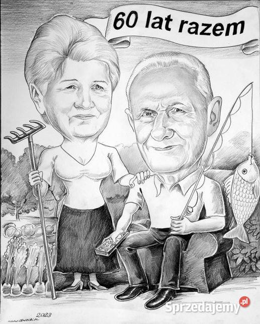 Prezent na 60 rocznicę ślubu Karykatura Kraków