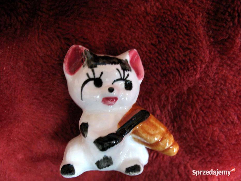 Kot kotek ze skrzypcami porcelana 4 x 4 x 3
