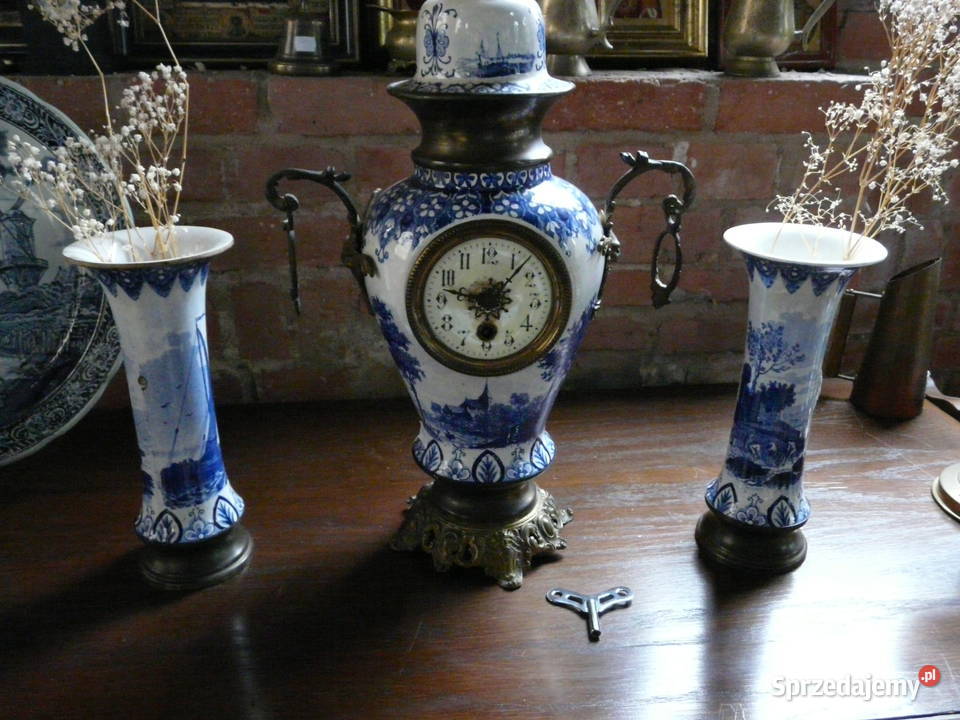 Stary porcelanowy zegar z wazonami Rybnik sprzedam