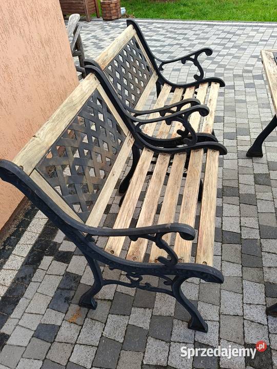Zestaw ogrodowy żeliwny ciężki przed renowacją Lipno