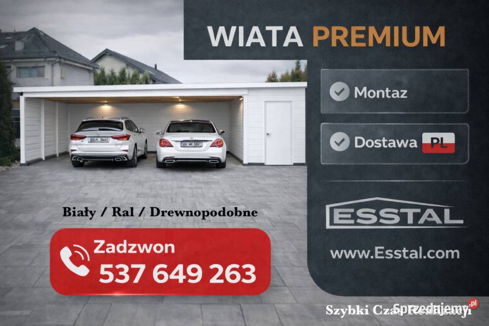 Jednospadowa Wiata Garażowa Garaż Blaszany 345zł/m2 Milicz