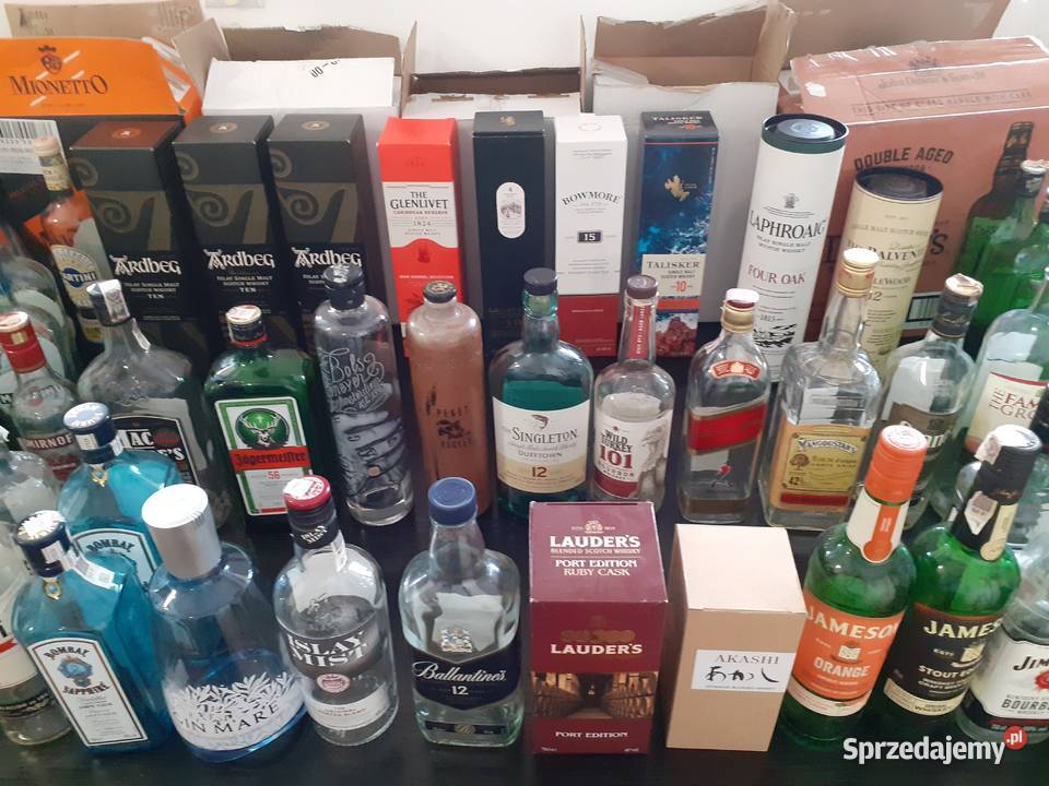 Butelki szklane Whisky Gin Wino Rum Liker Antyki, Sztuka, Kolekcje mazowieckie Warszawa