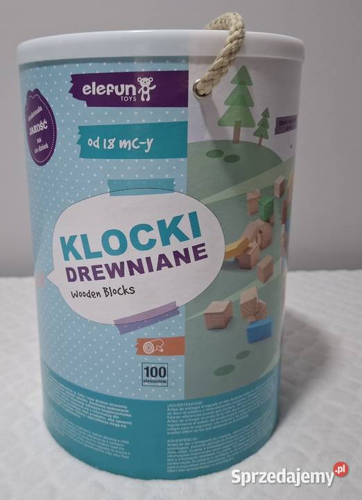 Klocki drewniane z sorterem 100 elementów Elefun sprzedam