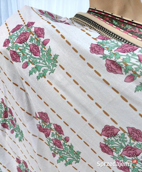 Duża chusta szal dupatta kwiaty bawełna orient Szczecin