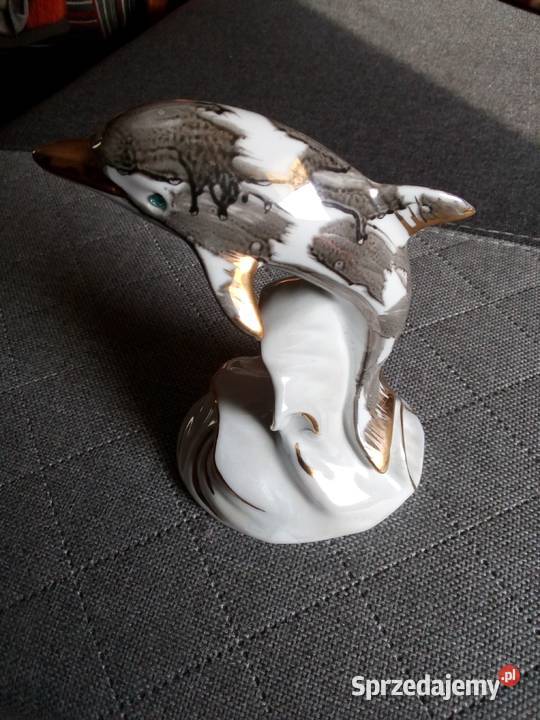 piękna porcelanowa figurka delfina