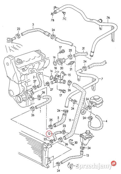 Audi Coupe Cabrio 20 ABK Wąż układu chłodzenia osobowe podkarpackie Dębica