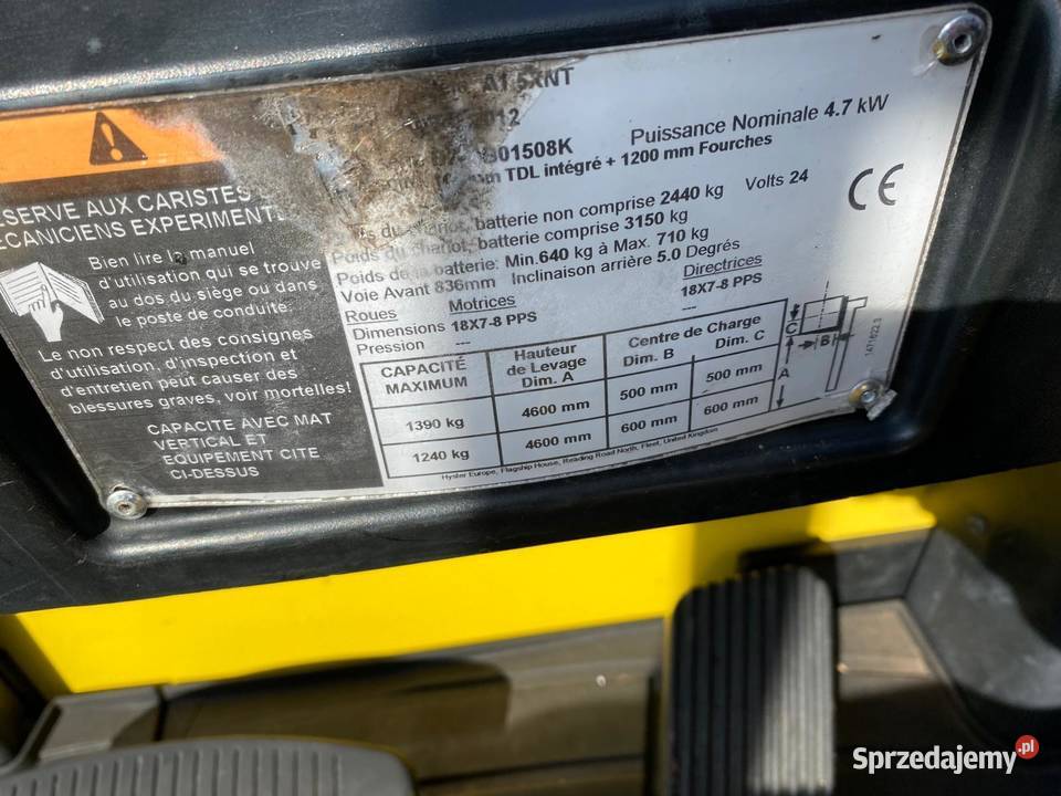 Wózek widłowy HYSTER A15XNT 2012r elektryczny