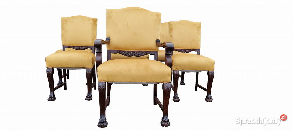 KOMPLET KRZESEŁ Z FOTELAMI NA LWICH ŁAPACH Szczecin