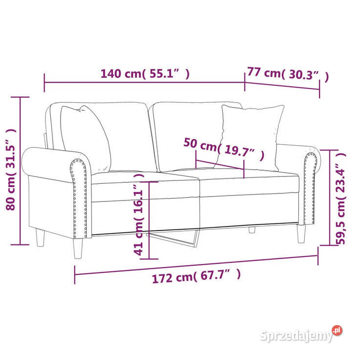 2osobowa sofa z poduszkami ciemnozielona 140 Warszawa