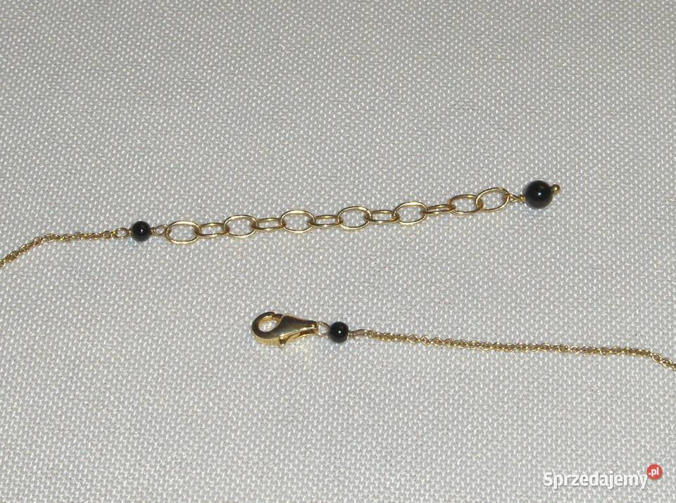 WKruk Srebrny pozłacany naszyjnik z czarnymi Łódź