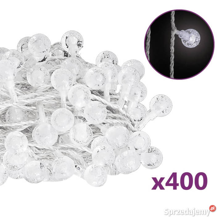 Lampki świąteczne 40 m 400 diod LED zimna biel 8 Warszawa