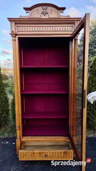 Witryna biblioteczka orzechowa z końca XIX wieku Meble zachodniopomorskie Szczecin