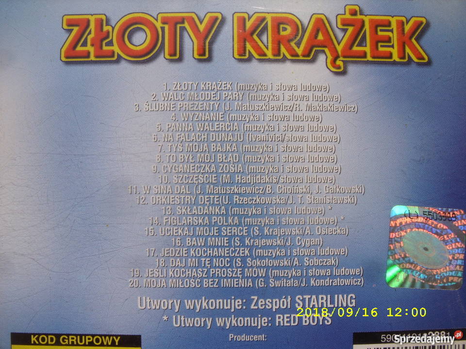 CD skladanka ZLOTY KRAZEKPIOSENKI WESELNE Wołów sprzedam