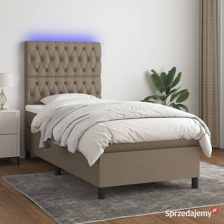 Łóżko kontynentalne z materacem taupe tkanina 128cm sprzedam