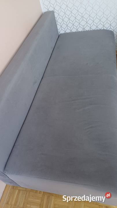 Nowoczesna szara sofa rozkładana welur na Warszawa