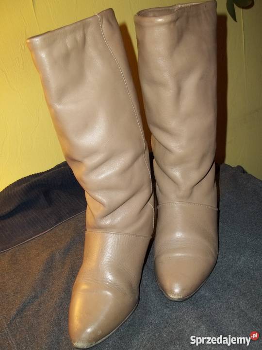 Kozaki skórzane 36 wciąganebeżowe Łódź