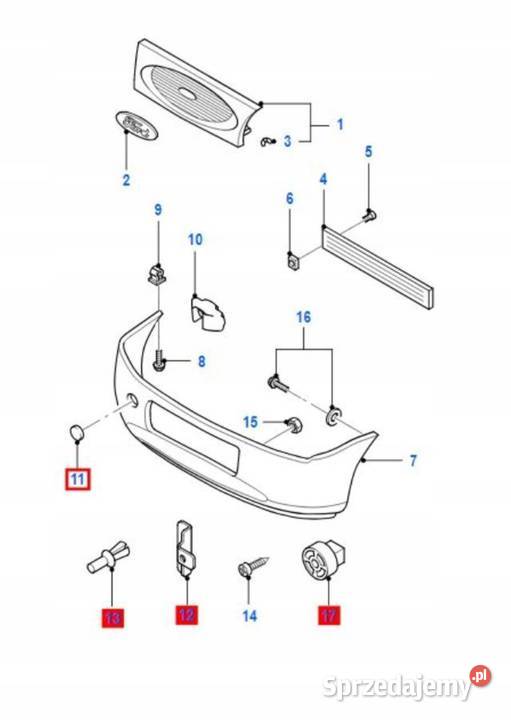 ZAŚLEPKA ZDERZAKA PRZÓD FORD FIESTA 19952002