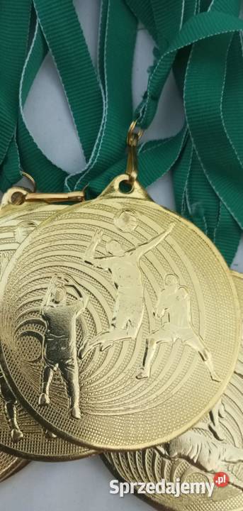 Medal siatkówka złoty duży 70 mm wstążka nowe Wielka Wieś