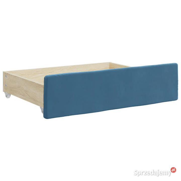 Sofa rozsuwana z szufladami niebieska aksamit