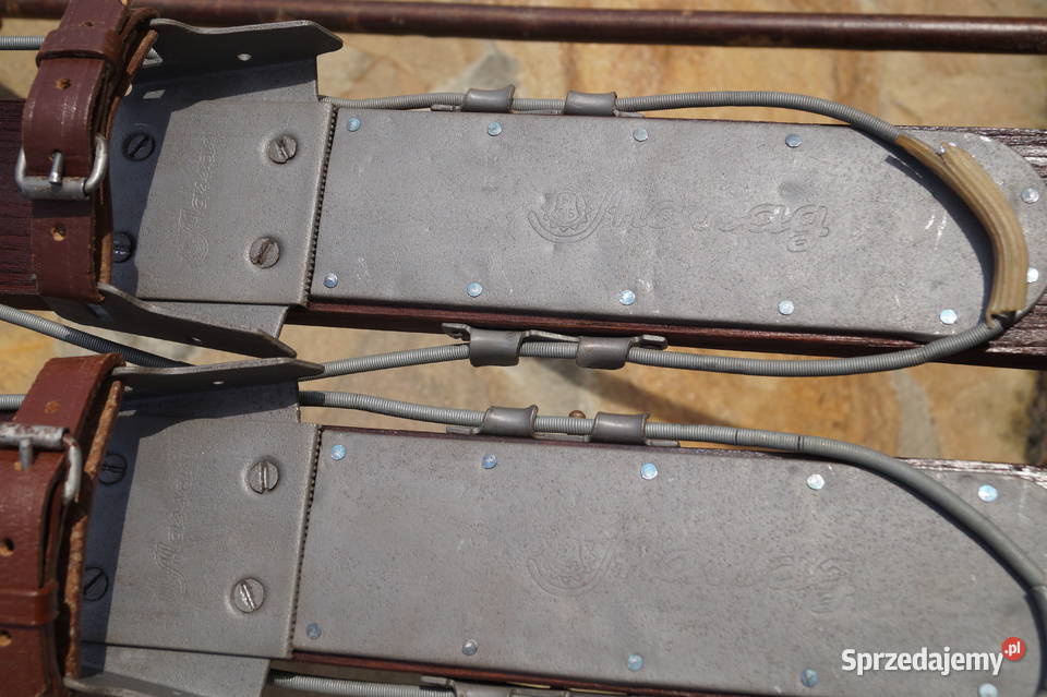 Stare narty jesionowe 198 kijki laskowe Pruchnik