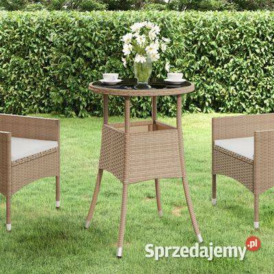 Stolik ogrodowy 60x75 szkło hartowane i rattan Warszawa